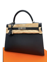 Hermès Kelly Sellier 32 Black Epsom Leather With Palladium Hardware