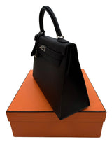 Hermès Kelly Sellier 32 Black Epsom Leather With Palladium Hardware