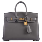 Hermès Birkin 25 Gris Meyer Togo Leather With Gold Hardware Handbag