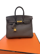 Hermès Birkin 25 Gris Meyer Togo Leather With Gold Hardware Handbag