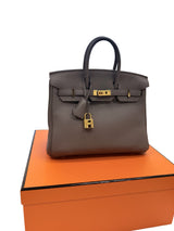 Hermès Birkin 25 Gris Meyer Togo Leather With Gold Hardware Handbag