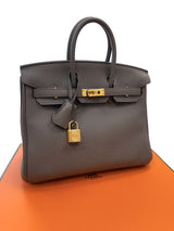 Hermès Birkin 25 Gris Meyer Togo Leather With Gold Hardware Handbag