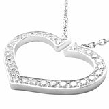 Cartier Round Brilliant Diamond Large C Heart Pendant Necklace 18k White Gold