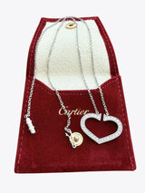 Cartier Round Brilliant Diamond Large C Heart Pendant Necklace 18k White Gold