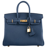 Hermès Birkin 25 Bleu De Prusse Togo Leather With Gold Hardware