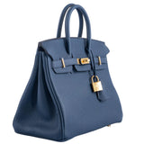 Hermès Birkin 25 Bleu De Prusse Togo Leather With Gold Hardware