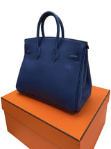 Hermès Birkin 25 Bleu De Prusse Togo Leather With Gold Hardware
