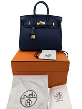 Hermès Birkin 25 Bleu De Prusse Togo Leather With Gold Hardware