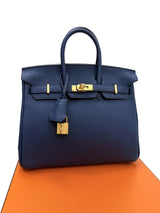 Hermès Birkin 25 Bleu De Prusse Togo Leather With Gold Hardware