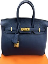 Hermès Birkin 25 Bleu De Prusse Togo Leather With Gold Hardware