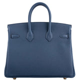 Hermès Birkin 25 Bleu De Prusse Togo Leather With Gold Hardware