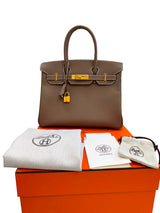 Hermès Birkin 30 Etoupe Epsom Leather With Gold Hardware Handbag