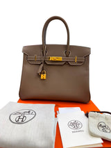 Hermès Birkin 30 Etoupe Epsom Leather With Gold Hardware Handbag