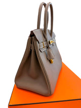 Hermès Birkin 30 Etoupe Epsom Leather With Gold Hardware Handbag