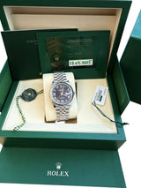 Rolex Datejust 36mm Purple Aubergine Diamond Dial 18K White Gold Watch 126234