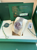 Rolex Datejust 36mm Purple Aubergine Diamond Dial 18K White Gold Watch 126234