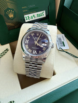 Rolex Datejust 36mm Purple Aubergine Diamond Dial 18K White Gold Watch 126234