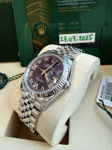 Rolex Datejust 36mm Purple Aubergine Diamond Dial 18K White Gold Watch 126234