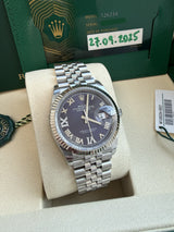 Rolex Datejust 36mm Purple Aubergine Diamond Dial 18K White Gold Watch 126234