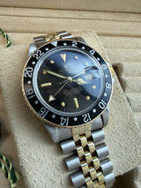 Rolex GMT-Master 40mm Yellow Gold Steel Black Dial Jubilee Watch 16753