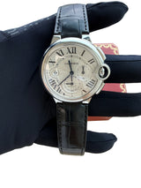 Cartier Ballon Bleu 44mm Steel Silver Dial Chronograph Mens Watch W6920003