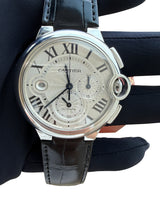 Cartier Ballon Bleu 44mm Steel Silver Dial Chronograph Mens Watch W6920003