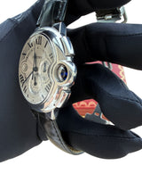 Cartier Ballon Bleu 44mm Steel Silver Dial Chronograph Mens Watch W6920003