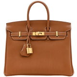 Hermes Birkin 25 Gold Togo Leather With Gold Hardware Handbag