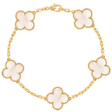 Van Cleef & Arpels Vintage Alhambra 5 Motifs Mother Of Pearl Bracelet 18K Gold