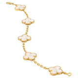 Van Cleef & Arpels Vintage Alhambra 5 Motifs Mother Of Pearl Bracelet 18K Gold