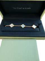 Van Cleef & Arpels Vintage Alhambra 5 Motifs Mother Of Pearl Bracelet 18K Gold