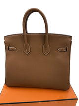 Hermes Birkin 25 Gold Togo Leather With Gold Hardware Handbag