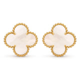 Van Cleef & Arpels Vintage Alhambra Mother Of Pearl Bracelet Earrings 18K Gold