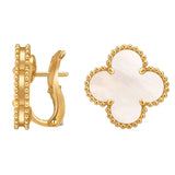 Van Cleef & Arpels Vintage Alhambra Mother Of Pearl Bracelet Earrings 18K Gold