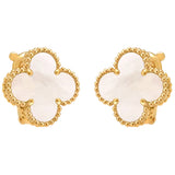 Van Cleef & Arpels Vintage Alhambra Mother Of Pearl Bracelet Earrings 18K Gold