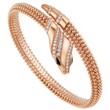 Bulgari Serpenti Single-Coil 18K Rose Gold Bracelet with Pavé Diamonds Onyx Eyes
