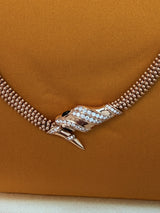 Bulgari Serpenti Necklace 18K Rose Gold with Pavé Diamonds Black Onyx Eyes