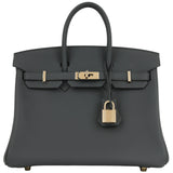 Hermès Birkin 25 Eclat Gris Misty Noir Swift Leather Permabrass Hardware