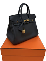 Hermès Birkin 25 Eclat Gris Misty Noir Swift Leather Permabrass Hardware