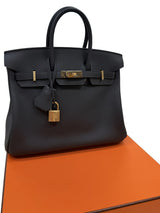 Hermès Birkin 25 Eclat Gris Misty Noir Swift Leather Permabrass Hardware