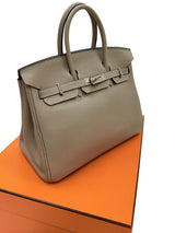Hermès Birkin 25 Gris Tourterelle Togo Leather With Silver Hardware Handbag