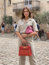 Hermes Kelly Mini 20 Capucine Orange Red Epsom Leather Gold Hardware Handbag