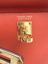 Hermes Kelly Mini 20 Capucine Orange Red Epsom Leather Gold Hardware Handbag