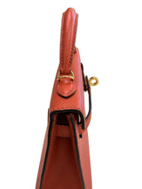 Hermes Kelly Mini 20 Capucine Orange Red Epsom Leather Gold Hardware Handbag