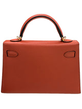 Hermes Kelly Mini 20 Capucine Orange Red Epsom Leather Gold Hardware Handbag