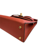 Hermes Kelly Mini 20 Capucine Orange Red Epsom Leather Gold Hardware Handbag
