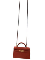 Hermes Kelly Mini 20 Capucine Orange Red Epsom Leather Gold Hardware Handbag