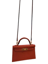Hermes Kelly Mini 20 Capucine Orange Red Epsom Leather Gold Hardware Handbag