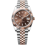 Rolex Datejust 41mm Chocolate Index Dial Two-Tone Rose Gold Steel Watch 126331