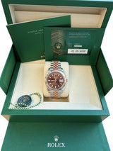 Rolex Datejust 41mm Chocolate Index Dial Two-Tone Rose Gold Steel Watch 126331